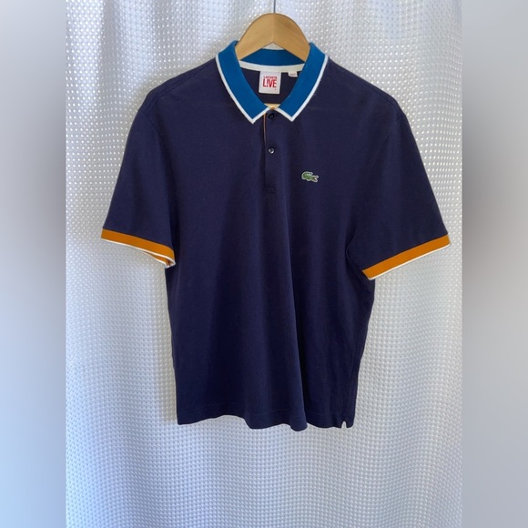 Lacoste Other - Vintage LACOSTE L!VE navy blue 100% cotton pique polo size 7 / Large
